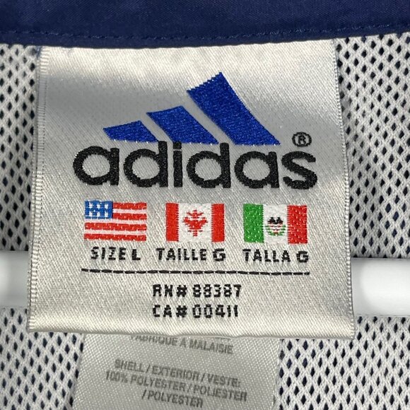 Vintage 90's ADIDAS 1/4 Button Navy Blue Pullover Windbreaker Jacket Mens Large - Picture 3 of 11